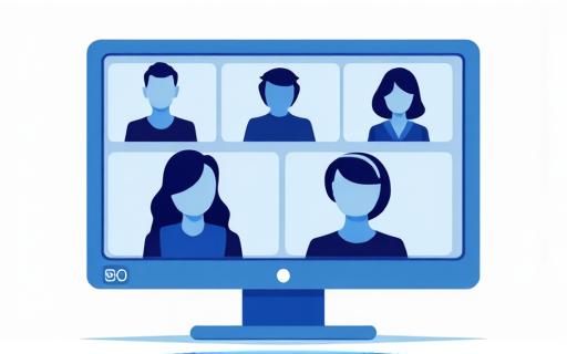Icône montrant une discussion vidéo entre plusieurs personnes.